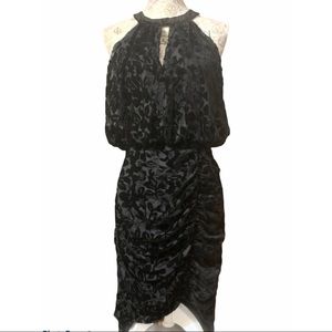 ANTHROPOLOGIE MONIQUE LHUILLIER VELVET HALTER BLAC